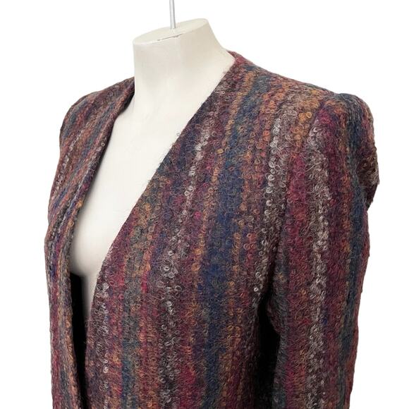 VTG SASSON Boucle Knit Structured Blazer  Mohair Wool  SZ 12 - Picture 3 of 11